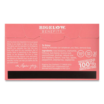 Bigelow® Benefits Rose & Mint Herbal Tea Bags, 0.6 Oz Tea Bag, 18-box freeshipping - TVN Wholesale